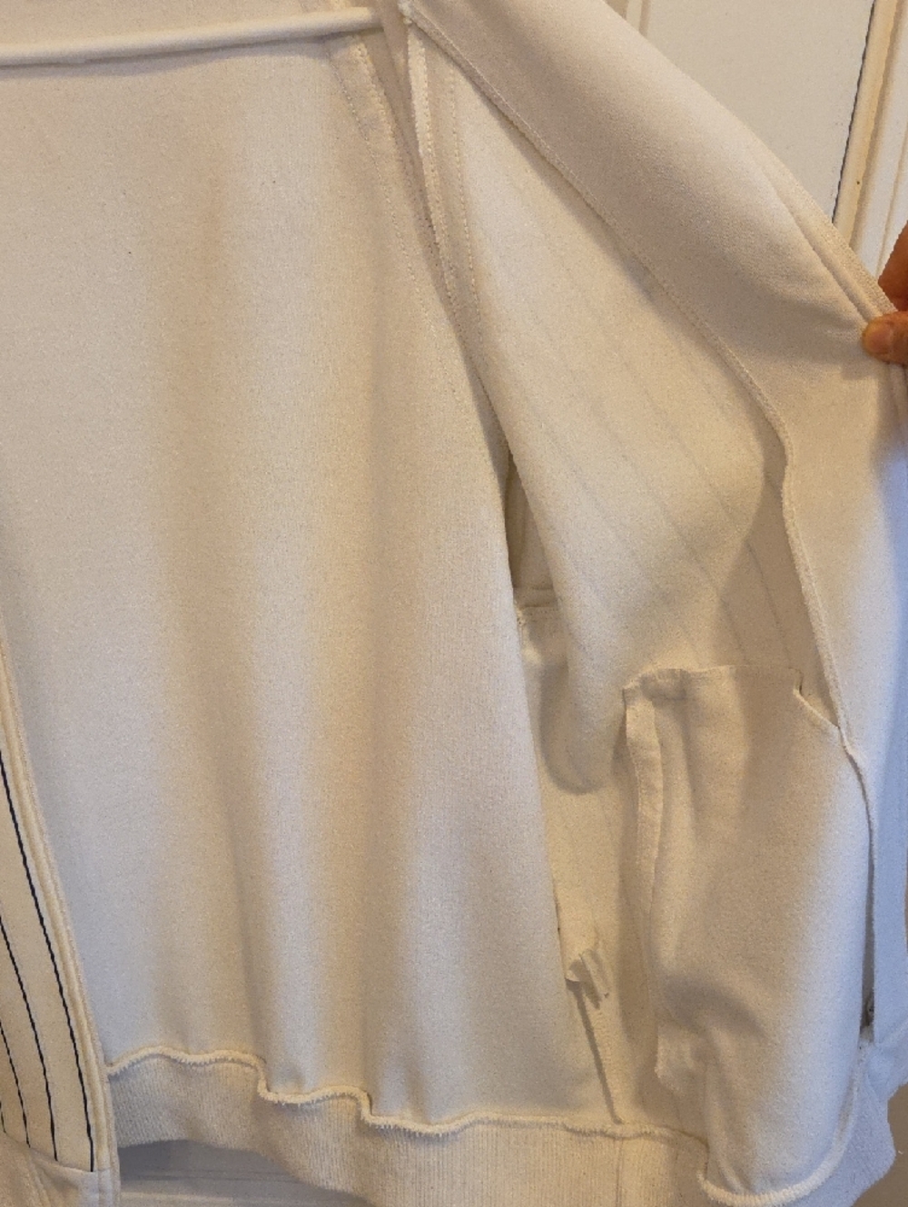 VINTAGE 70s Puma White Track Jacket with Light Blue Accents and Navy Pinstripes - Picture 8 of 8